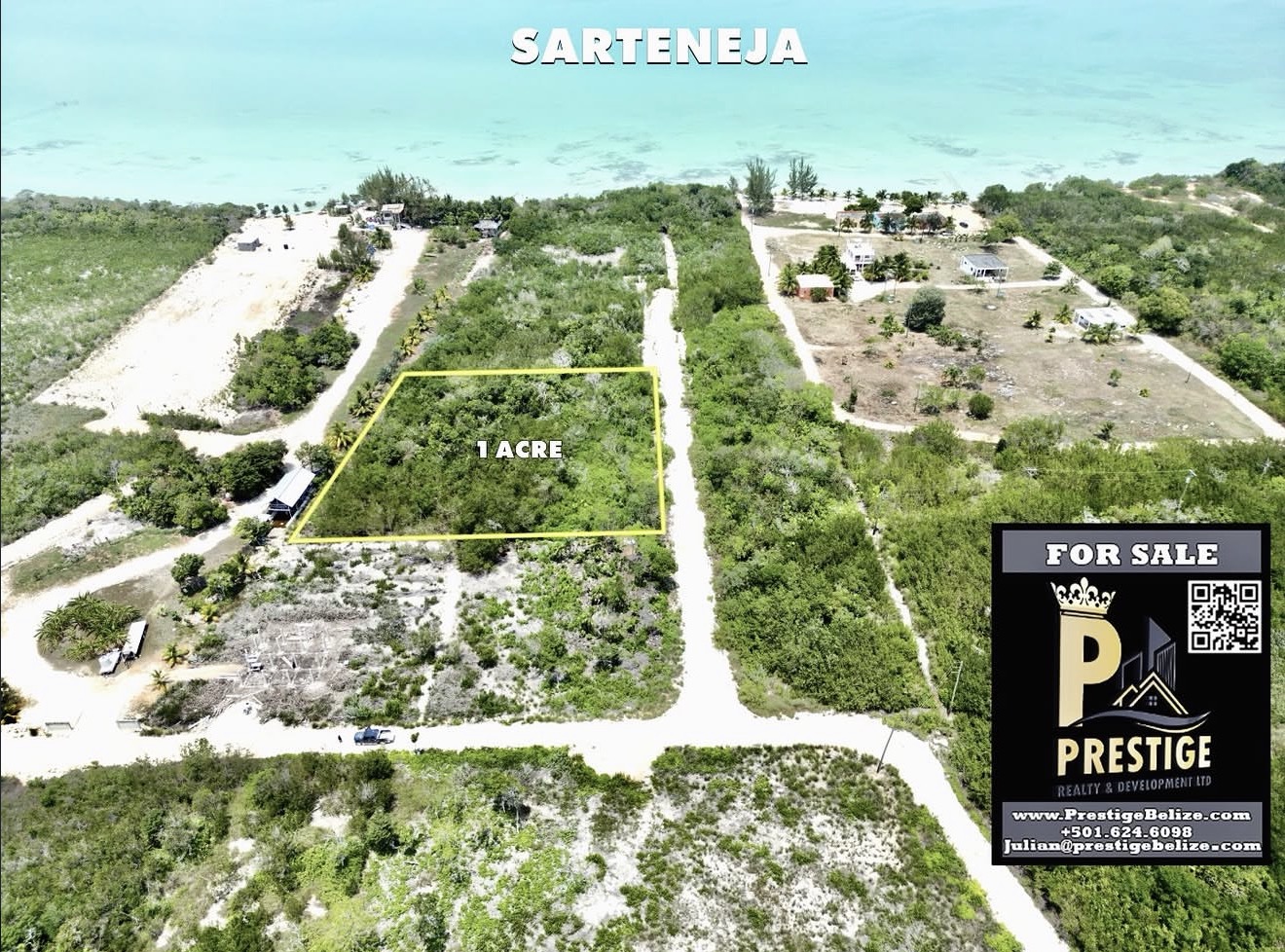 Aerial view of a Northern Belize residential subdivision at golden hour